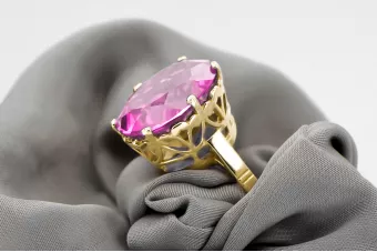 Vintage craft Ring Amethyst 14K Yellow gold vrc130y